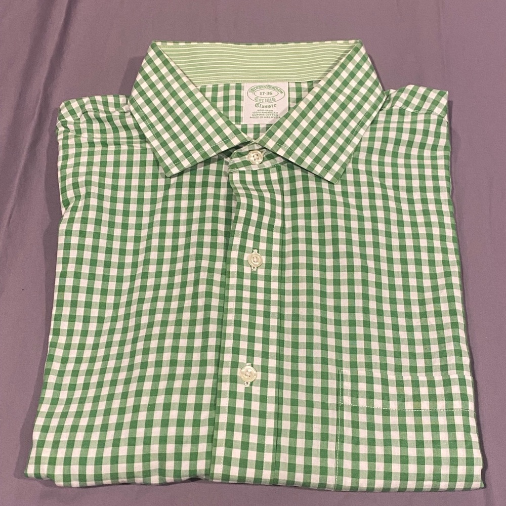 Brooks brothers green / white check 17/36